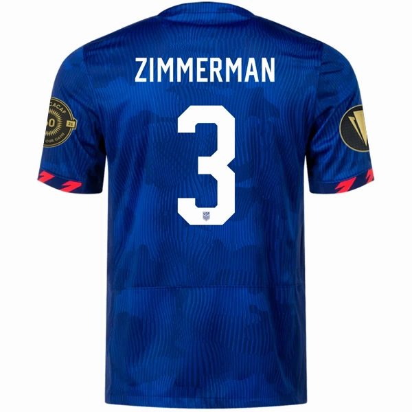 Chic Design Nike Mens United States Zimmerman Away Jersey w/ Gold Cup Patches 23/24 (Hyper Royal/Loyal Blue)