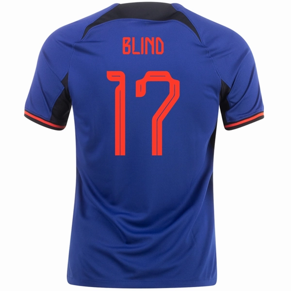 Anti Pill Finish Casual Motion Nike Netherlands Daley Blind Away Jersey 22/23 (Deep Royal/Habanero Red)