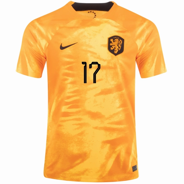 Nike Netherlands Daley Blind Home Jersey 22/23 (Laser Orange/Black) Active Motion Move Enhanced