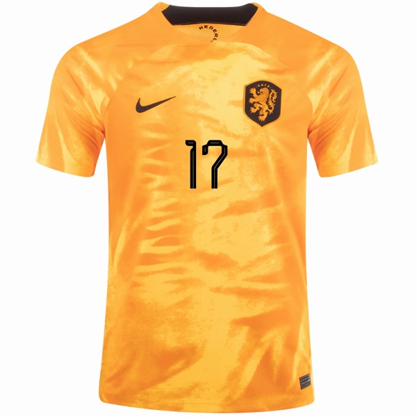 Nike Netherlands Daley Blind Home Jersey 22/23 (Laser Orange/Black) Climate Control Friction control