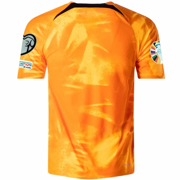 Performance Stretch Adaptive Thermal Control Nike Netherlands Home Match Authentic Jersey w/ Euro Qualifying Patches 22/23 (Laser Orange/Black)