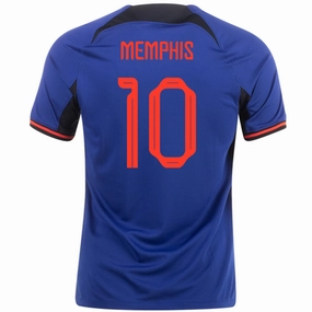 Nike Netherlands Memphis Depay Away Jersey 22/23 (Deep Royal/Habanero Red) Lightweight Mesh Panels