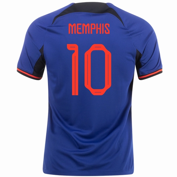 Nike Netherlands Memphis Depay Away Jersey 22/23 (Deep Royal/Habanero Red) Lightweight Mesh Panels
