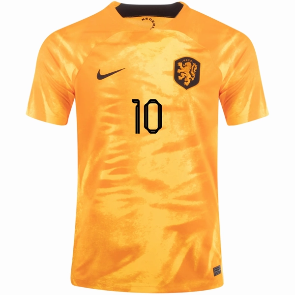 Nike Netherlands Memphis Depay Home Jersey 22/23 (Laser Orange/Black) Motion Boost Gripped Hem Technology