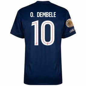 Nike O. Dembele Men's PSG Home Jersey 25/26 w/ Ligue 1 Patch   Champions Patch (Navy/Red/White) Non Chafing Edges Fast Cooling