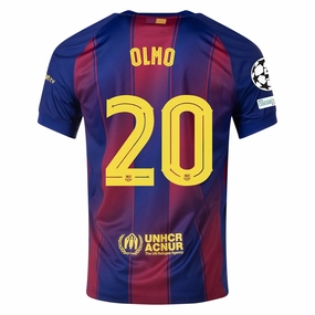 Nike Olmo FC Barcelona Home Jersey 25/26 w/ Champions League Patches (Deep Royal Blue/Midwest Gold) Sweat Control