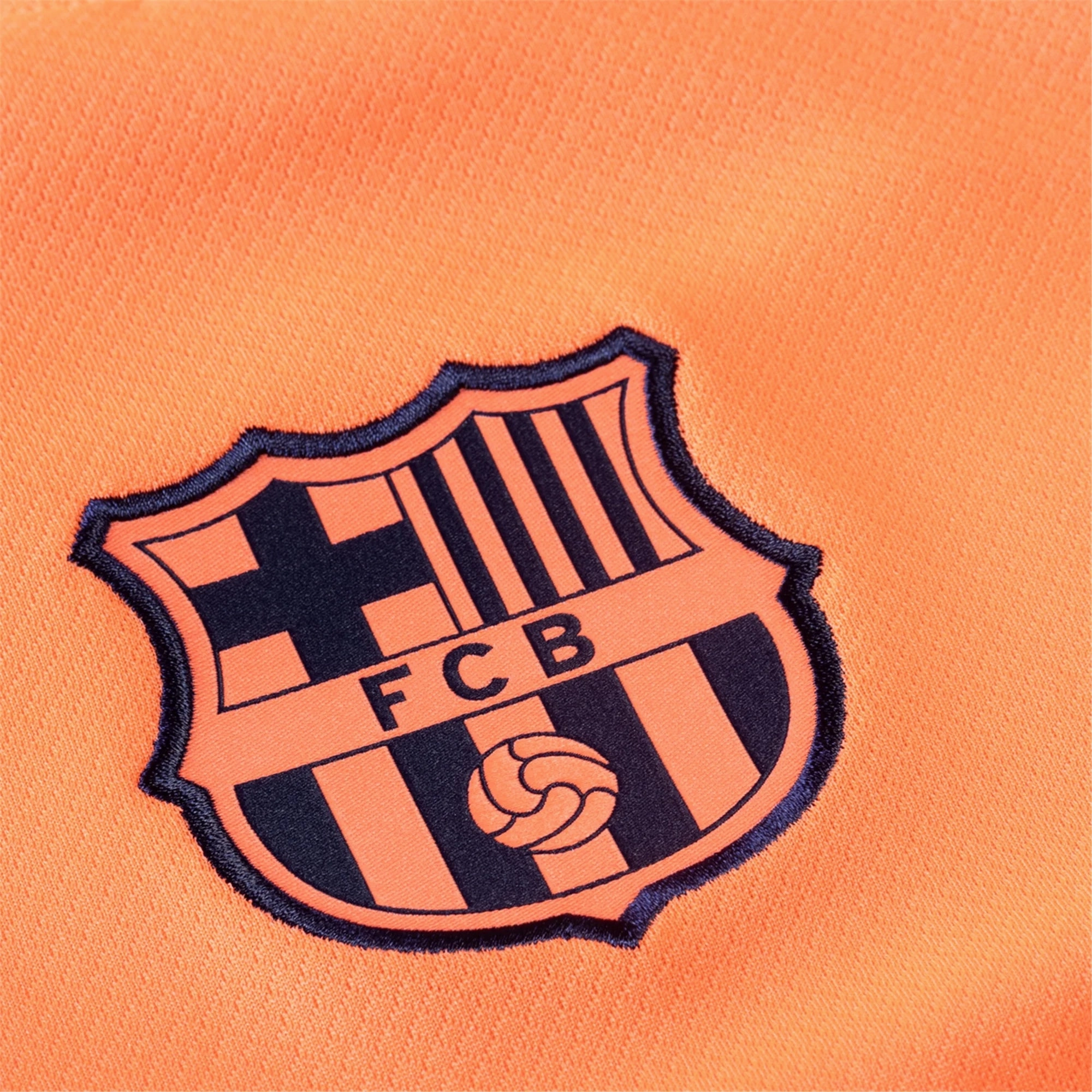 Non Chafing Seam Finish Non Restrictive Tailoring Nike Olmo Men's FC Barcelona T90 Third Jersey 25/26 w/ Champions League Patches (Mango/Navy)