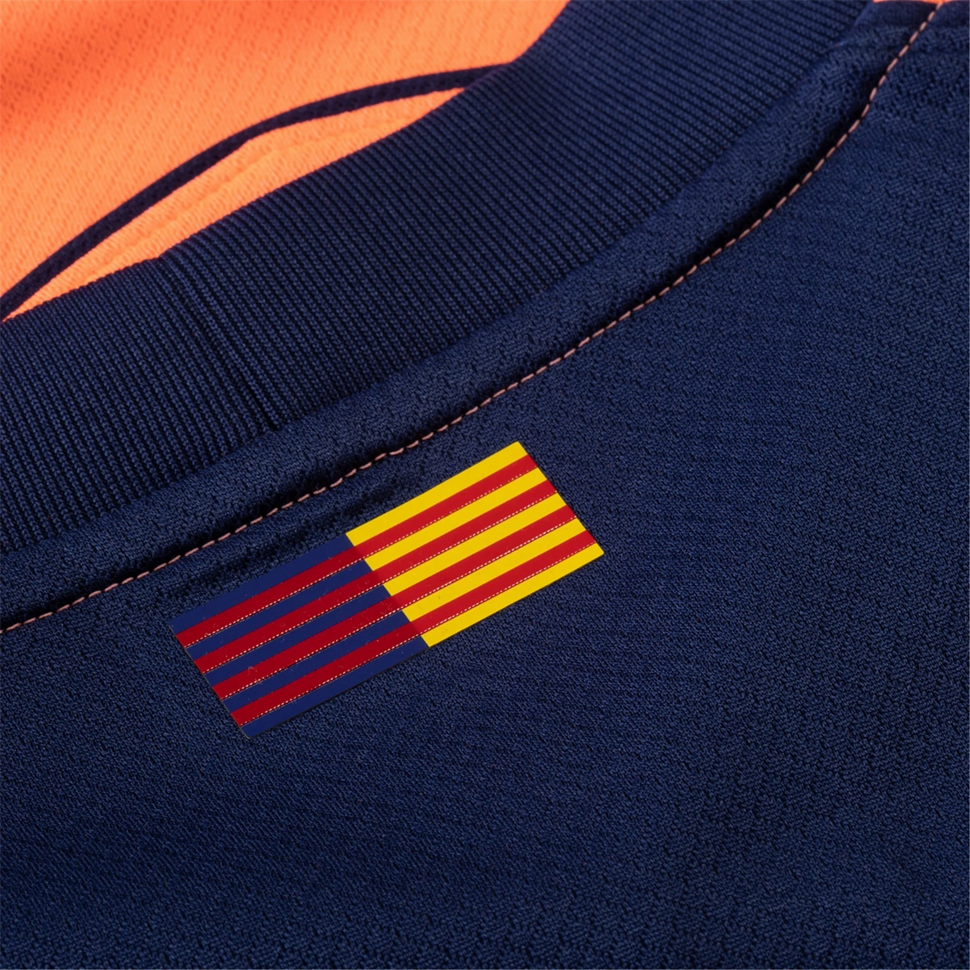 Breathable Back Ventilation Nike Olmo Men's FC Barcelona T90 Third Jersey 25/26 w/ Champions League Patches (Mango/Navy)