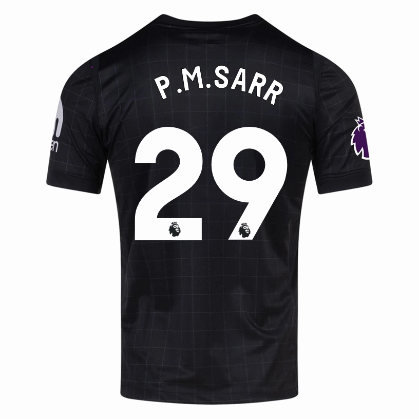 Functional Fit Nike P.M. Sarr Men's Tottenham Away Jersey w/ EPL   No Room For Racism Patches 25/26 (Black/Iron)