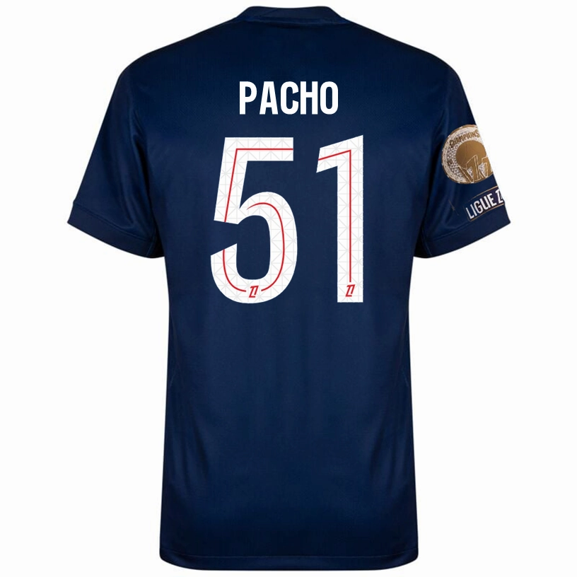 Nike Pacho Men's PSG Home Jersey 25/26 w/ Ligue 1 Patch   Champions Patch (Navy/Red/White) Lean Motion Anti Static Finish