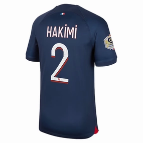 Nike Paris Saint-Germain Achraf Hakimi Home Jersey w/ Ligue 1 Champions Patch 23/24 (Midnight Navy) Flexible Neck Opening
