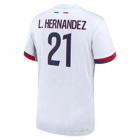 Nike Paris Saint-Germain Authentic Lucas Hern??ndez Away Jersey 24/25 (White/Midnight Navy) Ultra Smooth Flat Seams