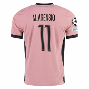 Nike Paris Saint-Germain Authentic Marco Asensio Third Jersey w/ Champions League Patches 24/25 (Rust Pink/Black) Thermoregulating Lining