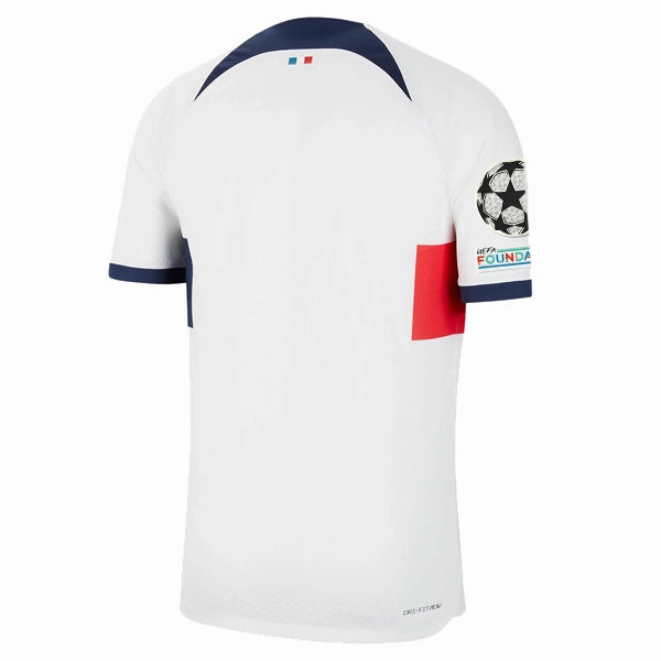 Temperature Regulating Fiber Stylish Comfort Nike Paris Saint-Germain Authentic Match Vaporknit Away Jersey w/ Champions League Patches 23/24 (White/Midnight Navy)