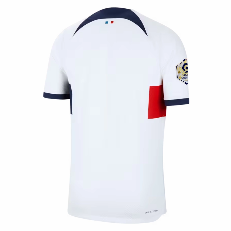 Quick Drying Nike Paris Saint-Germain Authentic Match Vaporknit Away Jersey w/ Ligue 1 Patch 23/24 (White/Midnight Navy)