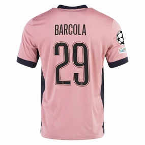 Nike Paris Saint-Germain Bradley Barcola Third Jersey w/ Champions League Patches 24/25 (Rust Pink/Black) streamlined look Reinforced Stress Point Stitching
