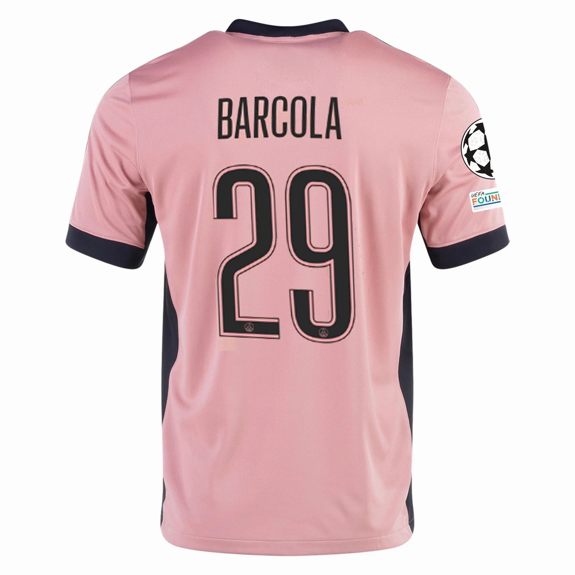 Nike Paris Saint-Germain Bradley Barcola Third Jersey w/ Champions League Patches 24/25 (Rust Pink/Black) Light Training
