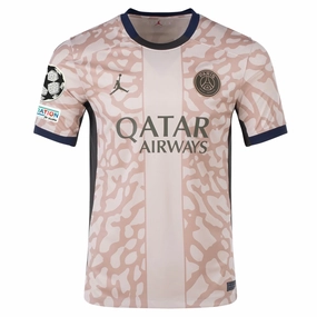 Nike Paris Saint-Germain Fourth Jersey w/ Champions League Patches 23/24 (Hemp/Obsidian/Sequoia) Sublimation Ready Fabric Comfort Driven