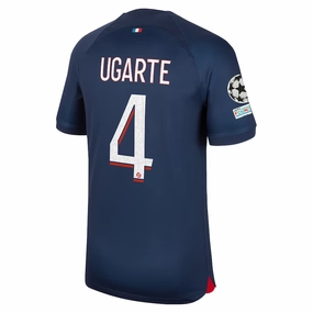 Nike Paris Saint-Germain Manuel Ugarte Home Jersey w/ Champions League Patches 23/24 (Midnight Navy) Team Vibe Anti Pilling Construction