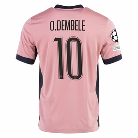Soft Texture Airy material Nike Paris Saint-Germain Ousmane Demb??l?? Third Jersey w/ Champions League Patches 24/25 (Rust Pink/Black)