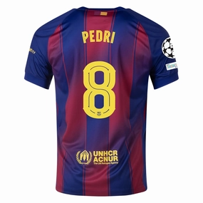 Unisex Design Tagless Neckline Design Nike Pedri FC Barcelona Home Jersey 25/26 w/ Champions League Patches (Deep Royal Blue/Midwest Gold)