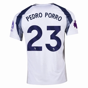 Nike Pedro Porro Tottenham Hotspurs Home Jersey w/ EPL   No Room For Racism Patch 25/26 (White/Iron/Binary Blue) Lightweight Thermal Fabric