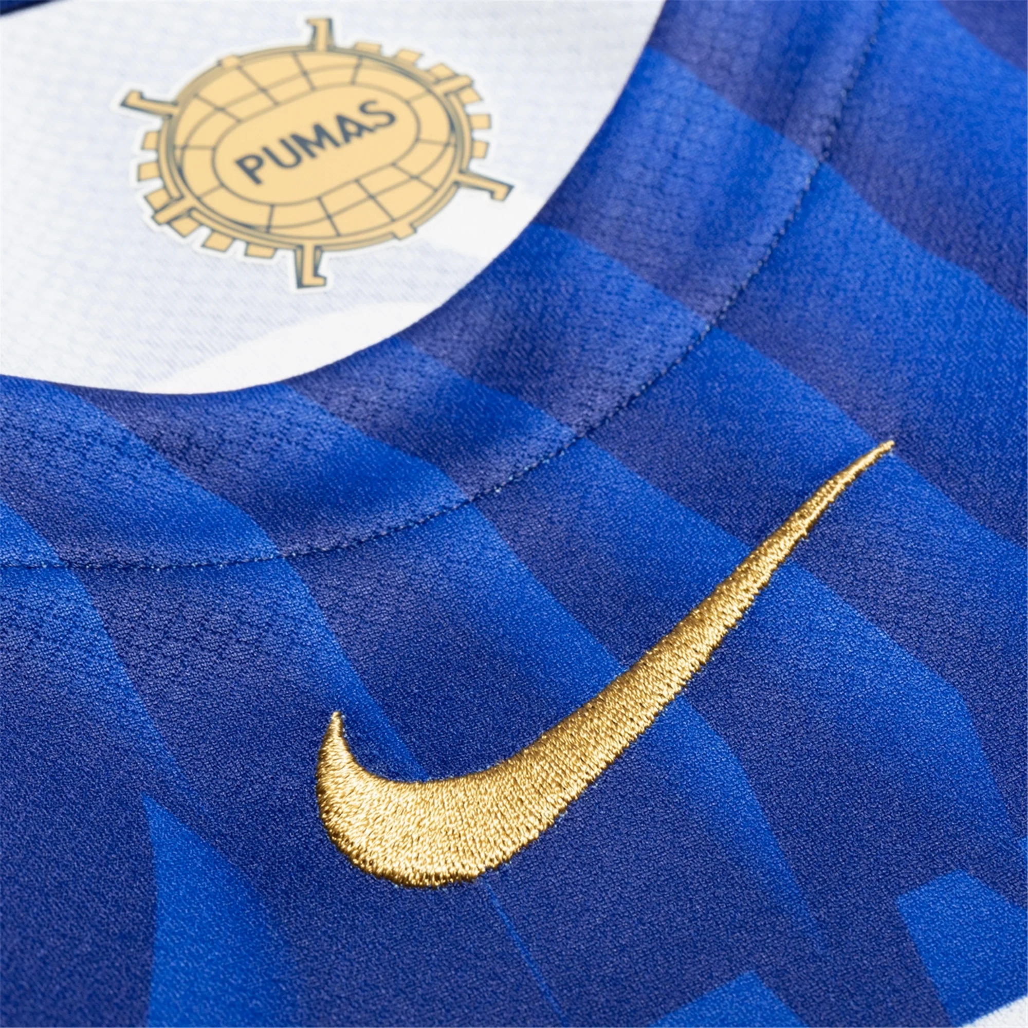 Laser Cut Edge Finishing Contrast Trim Detailing Nike Pumas UNAM 25/26 Away Jersey (Deep Royal Blue/Club Gold)