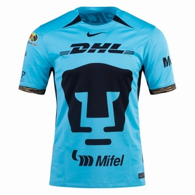 Non Restrictive Silhouette Nike Pumas UNAM Third Jersey w/ Liga MX Patch 23/24 (Baltic Blue/Truly Gold)