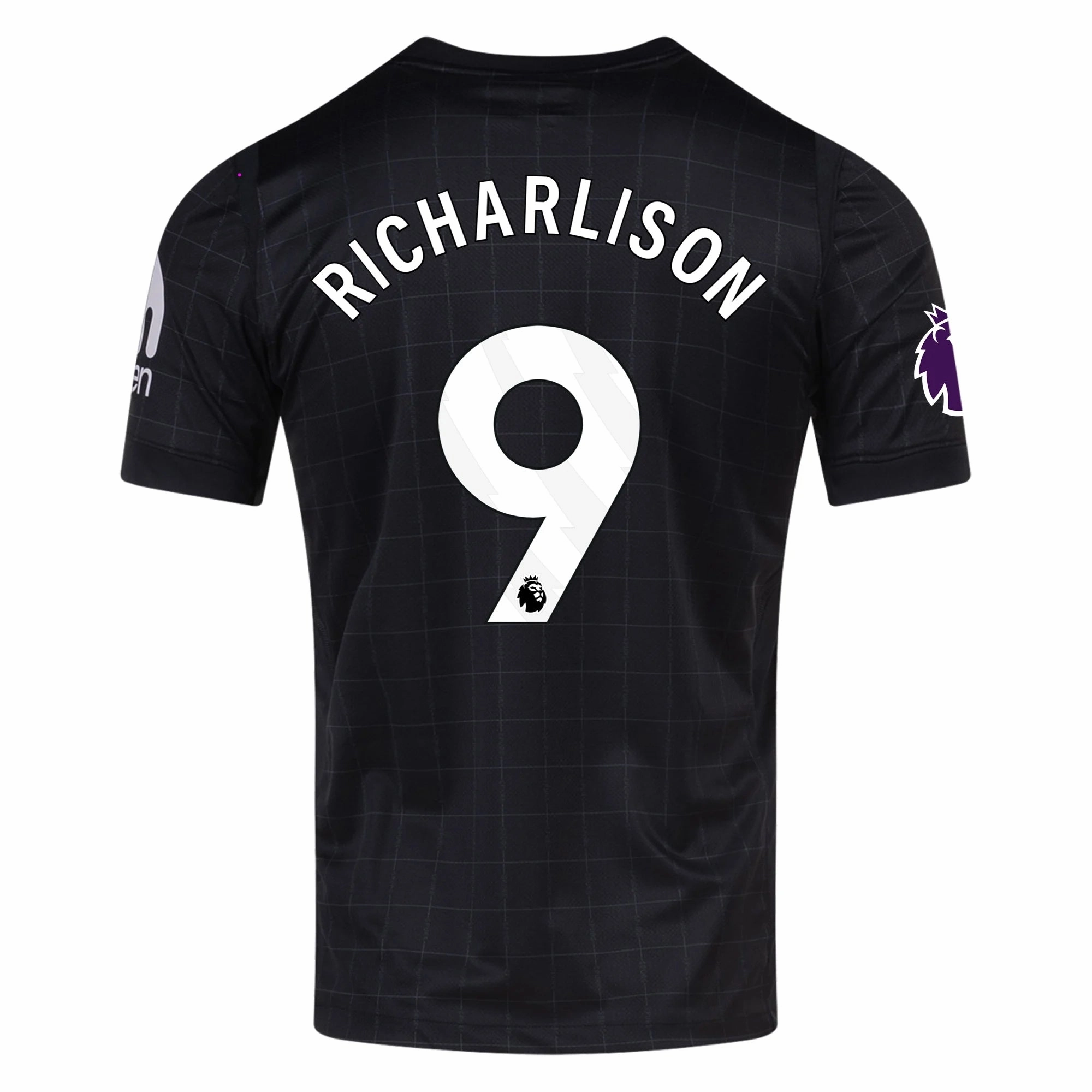 Tear Resistant Fabric Weave Nike Richarlison Men's Tottenham Away Jersey w/ EPL   No Room For Racism Patches 25/26 (Black/Iron)
