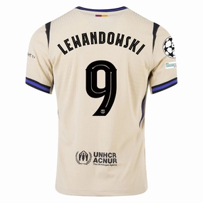Training session UV protection coating Nike Robert Lewandowski Men's FC Barcelona Authentic Away Jersey w/ Champions League Patches (Team Gold/Persian Violet/Black)