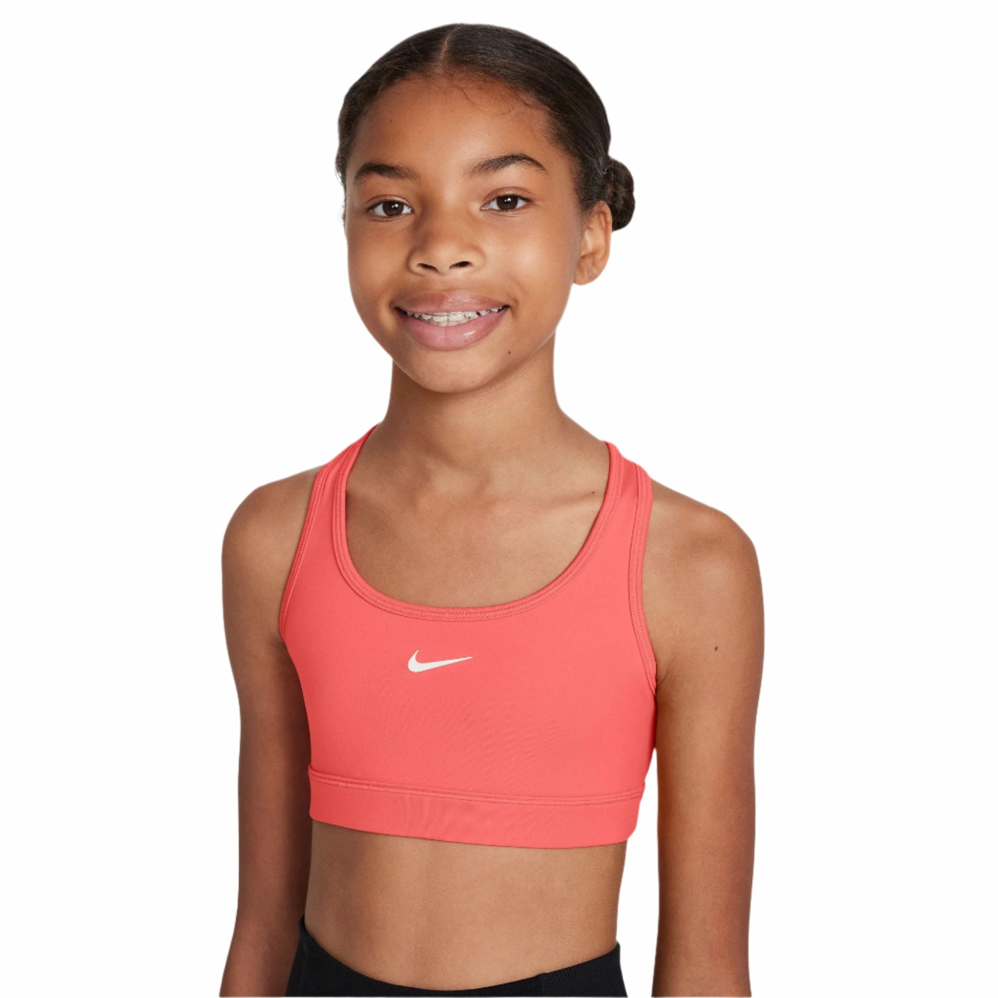 Nike Swoosh Big Kids Girls Sports Bra Dynamic Movement Street Readywear Contoured Feel