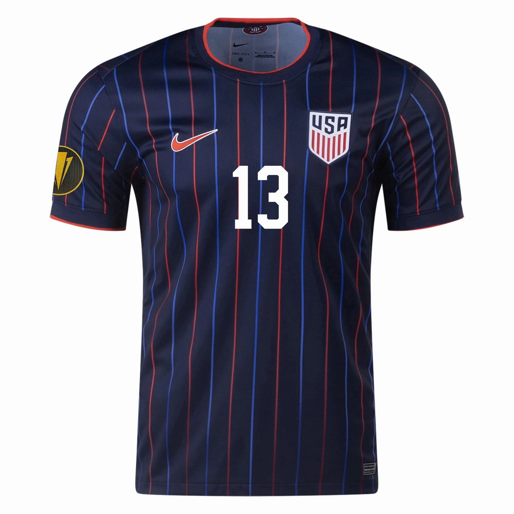 Nike Tim Ream United States Away Jersey 25/26 w/ Gold Cup Patch 2025 (Obsidian/Challenge Red) Raglan sleeves