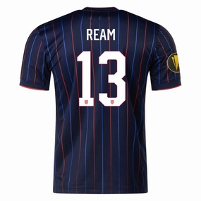 Nike Tim Ream United States Away Jersey 25/26 w/ Gold Cup Patch 2025 (Obsidian/Challenge Red) Active Design