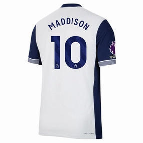 Performance Driven Design Performance Fit Nike Tottenham Authentic James Maddison Home Jersey w/ EPL   No Room For Racism Patches 24/25 (White/Binary Blue)
