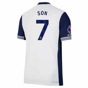 Laser Cut Ventilation Comfort Focused Nike Tottenham Authentic Son Heung-min Home Jersey w/ EPL   No Room For Racism Patches 24/25 (White/Binary Blue)