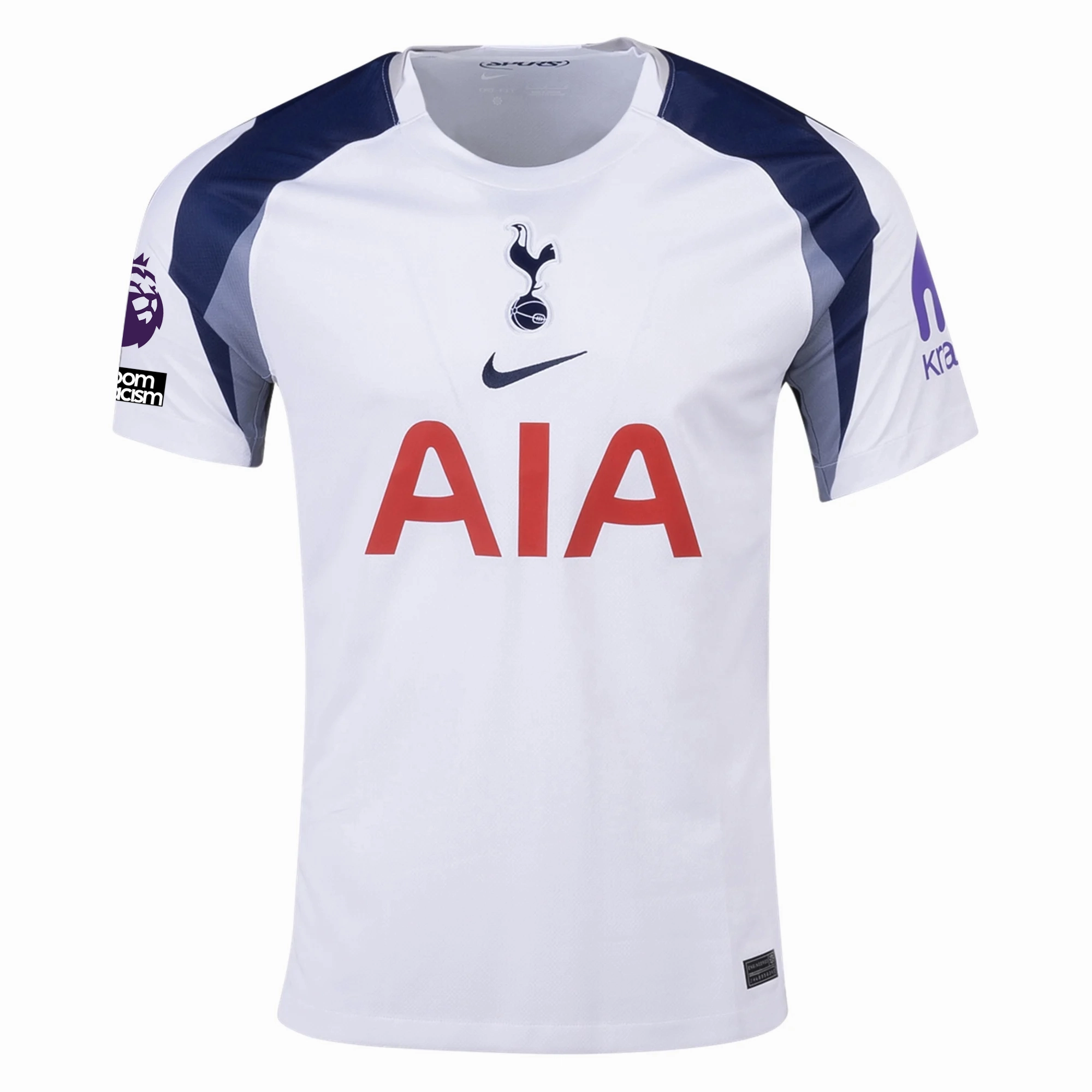 Interlock Knit Structure Comfortable fit Nike Tottenham Hotspurs Home Jersey w/ EPL   No Room For Racism Patch 25/26 (White/Iron/Binary Blue)