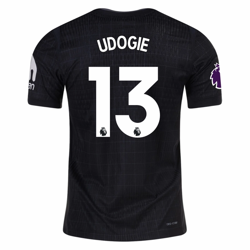 Nike Udogie Tottenham Hotspur Authentic Away Jersey 25/26 w/ EPL Patch (Black/Iron) Flexible Neckline Raglan Sleeve Integration
