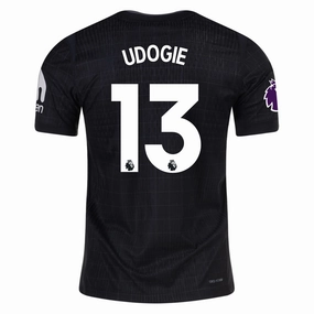 Nike Udogie Tottenham Hotspur Authentic Away Jersey 25/26 w/ EPL Patch (Black/Iron) Flexible Neckline Raglan Sleeve Integration