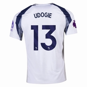 Nike Udogie Tottenham Hotspurs Home Jersey w/ EPL   No Room For Racism Patch 25/26 (White/Iron/Binary Blue) High Motion
