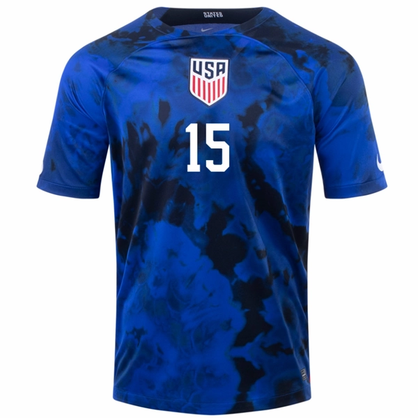 No Slip Gripper Hem Nike United States Aaron Long Away Jersey 22/23 (Bright Blue/White)