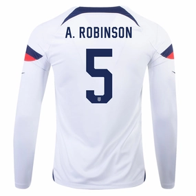 Nike United States Antonee Robinson Home Long Sleeve Jersey 22/23 (White/Loyal Blue) Eco Friendly Blend Anti Pilling Process