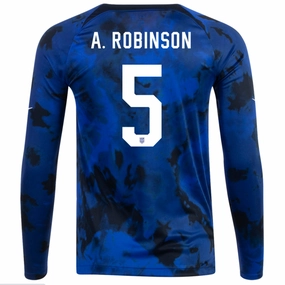 Lightweight Core Spacing Nike United States Antonee Robinson Long Sleeve Away Jersey 22/23 (Bright Blue/White)