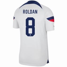 Nike United States Authentic Match Cristian Roldan Home Jersey 22/23 (White/Loyal Blue) Double Layered Edge Reinforcement