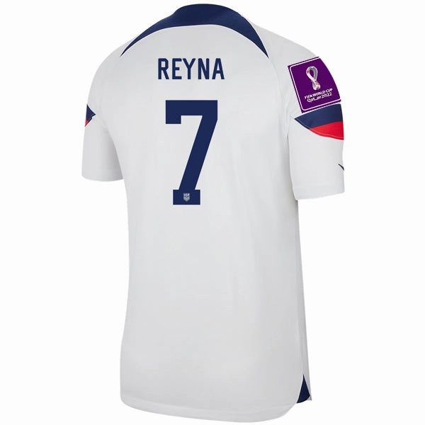 Nike United States Authentic Match Gio Reyna Home Jersey 22/23 w/ World Cup 2022 Patches (White/Loyal Blue) Comfort Stretch