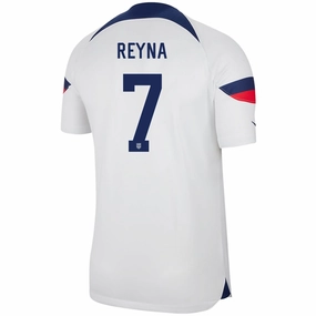 Moisture Management System Multiaxial Compression Zones Nike United States Authentic Match Gio Reyna Home Jersey 22/23 (White/Loyal Blue)