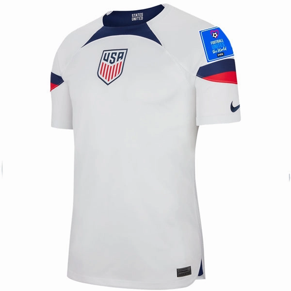 Nike United States Authentic Match Home Jersey 22/23 w/ World Cup 2022 Patches (White/Loyal Blue) Hybrid Fabric Blends Sporty Outfit