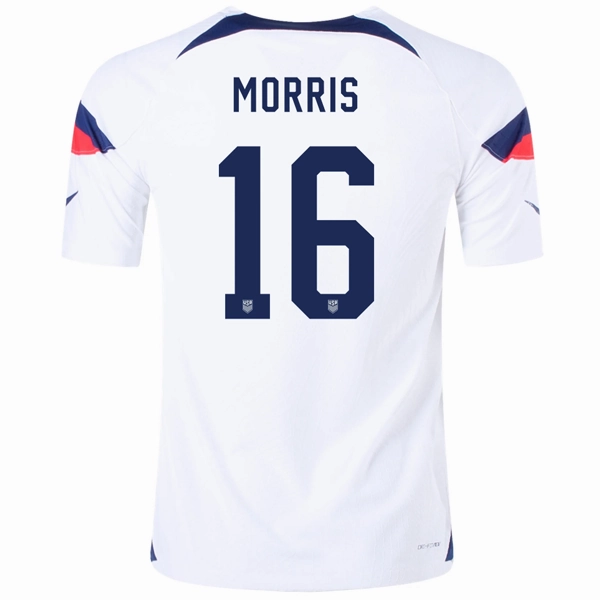 Nike United States Authentic Match Jordan Morris Home Jersey 22/23 (White/Loyal Blue) Chafe Free