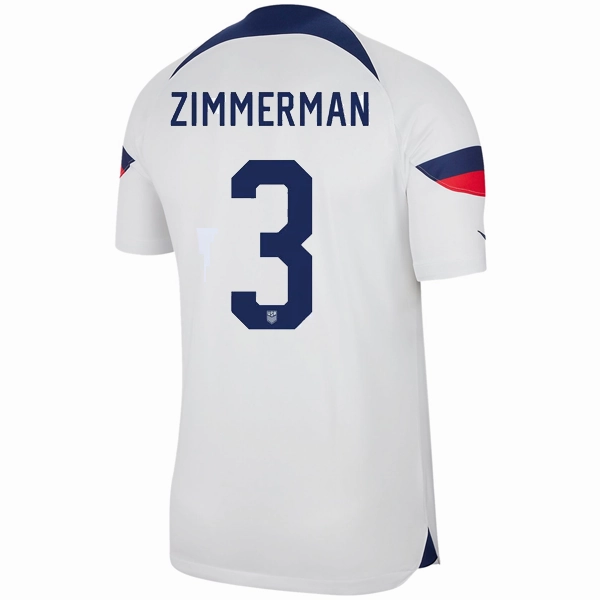 Nike United States Authentic Match Walker Zimmerman Home Jersey 22/23 (White/Loyal Blue) Laser Cut Edge Reflective Trim Detail