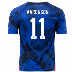 Durable Wear Bold Vibe Nike United States Brenden Aaronson Away Jersey 22/23 (Bright Blue/White)