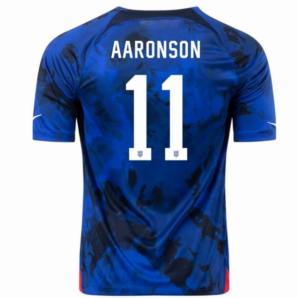 Nike United States Brenden Aaronson Away Jersey 22/23 (Bright Blue/White) Machine Washable Durability Performance Fit
